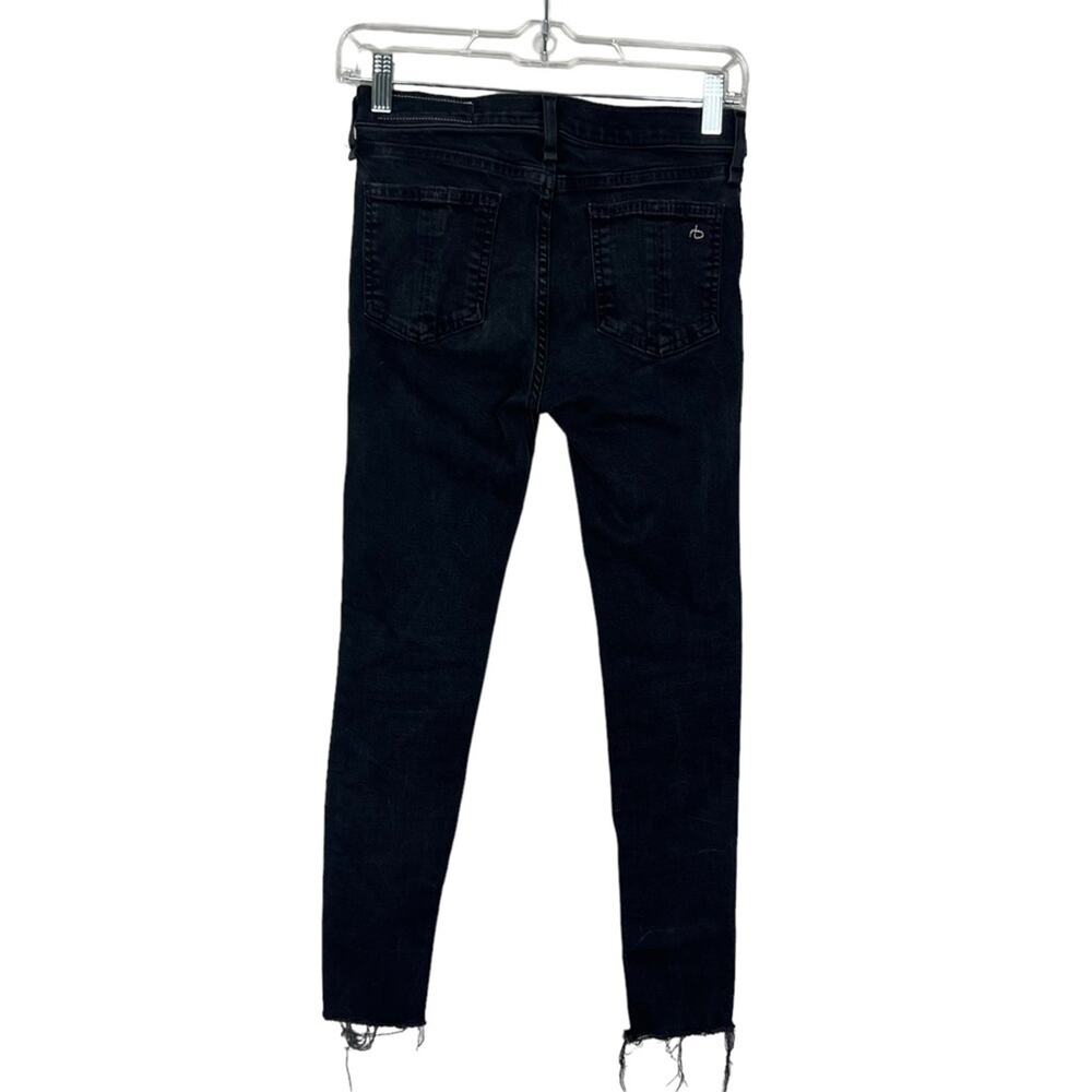 rag & bone Mid Rise Ankle Skinny Jeans sz 26 Washed Black Raw Hem Stretch Denim